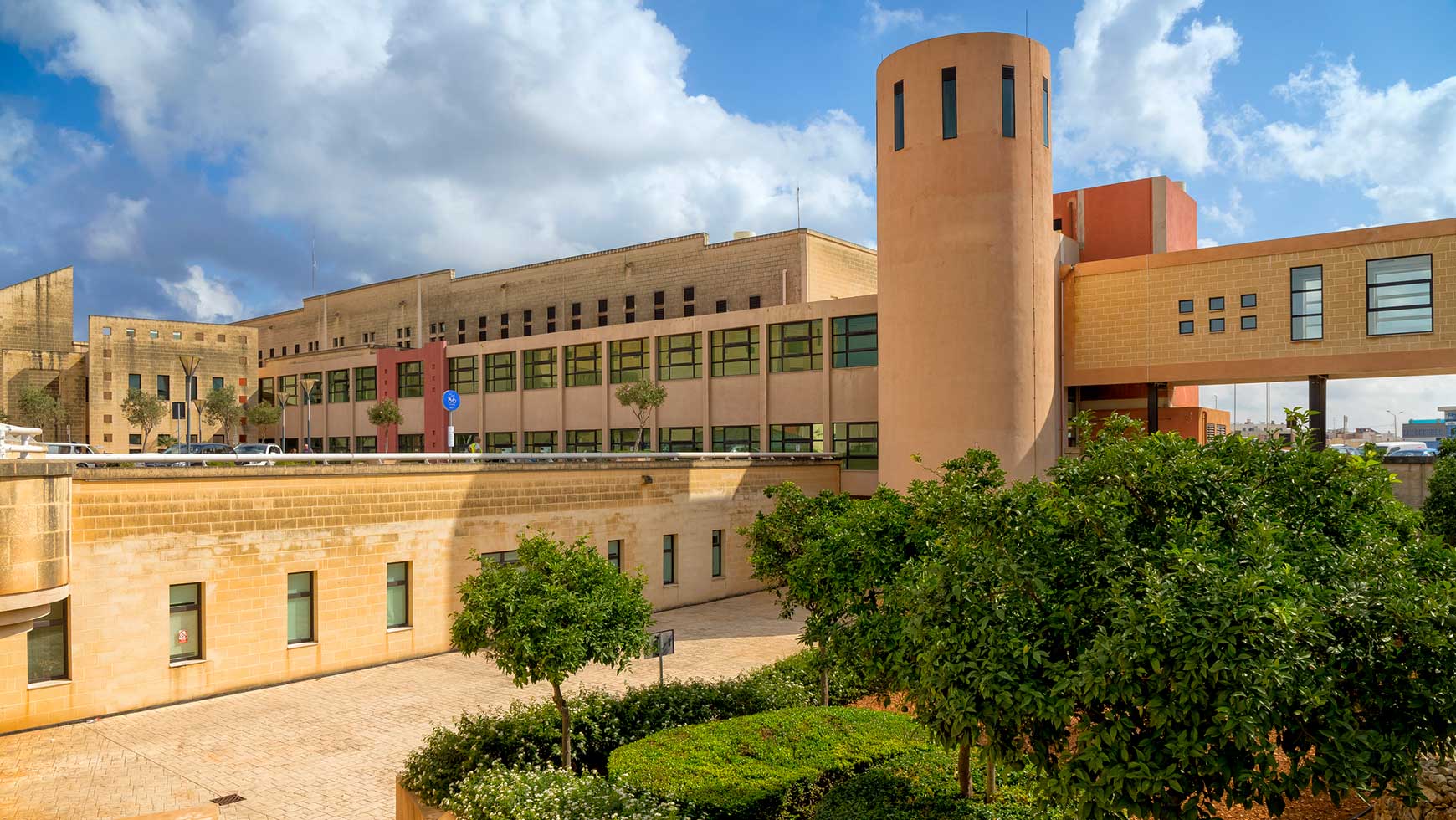 street level view of Mater Dei Hospital in Malta