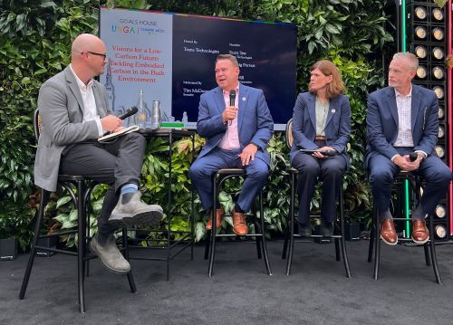 Scott Tew speaking on a panel at Goals House at Climate Week NYC 2024